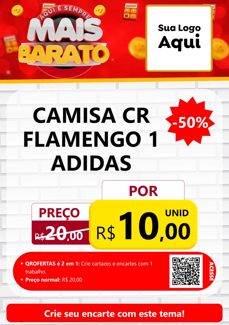 Modelo de Cartaz para Cartaz A4 Vertical com o tema Mais Barato para Roupas e acessórios
