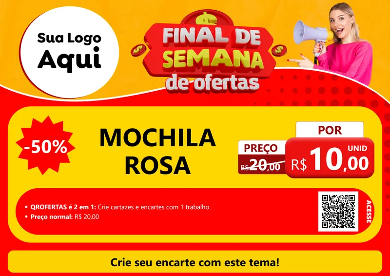 Modelo de Cartaz para Cartaz A4 Horizontal com o tema Final de Semana de Ofertas para Papelaria