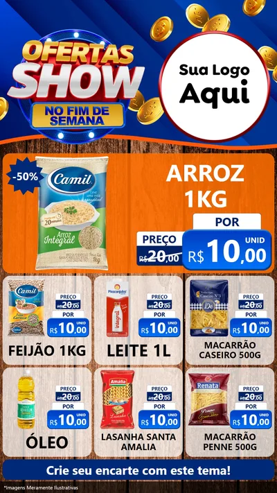 Modelo de Rede Social para Stories com o tema Ofertas Show No Fim De Semana para Supermercado