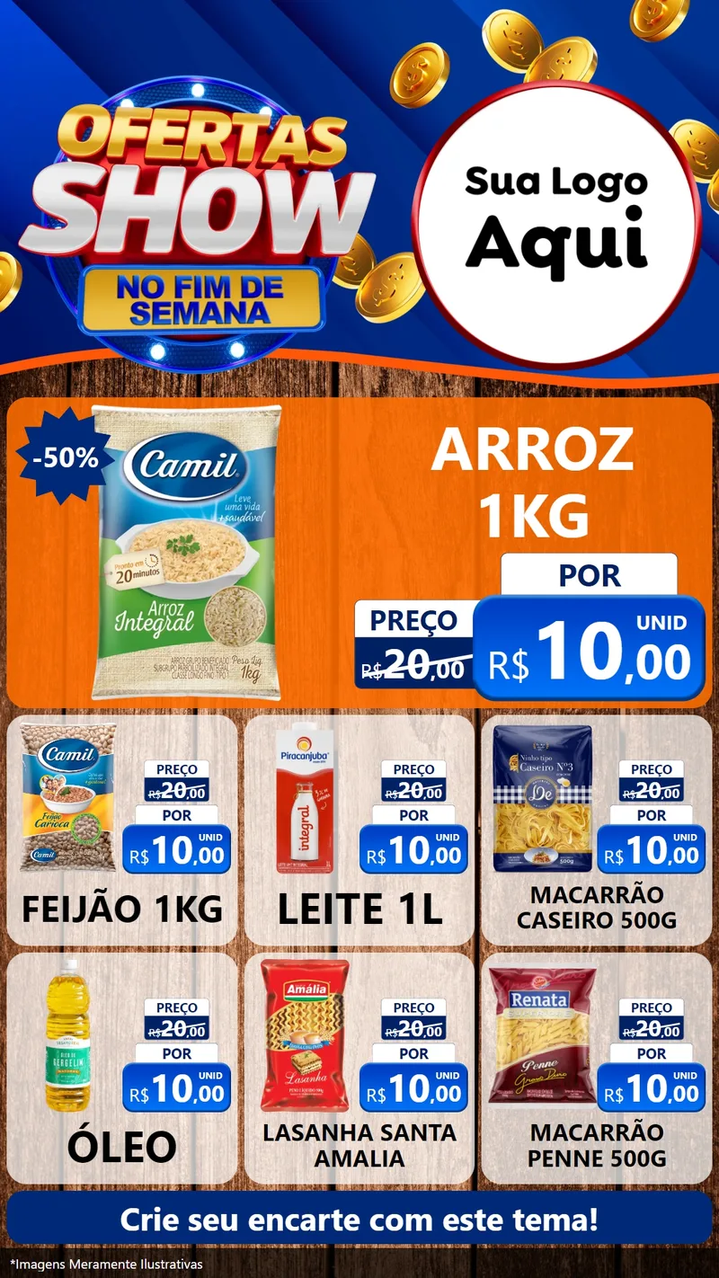 Modelo de Rede Social para Stories com o tema Ofertas Show No Fim De Semana para Supermercado