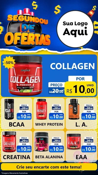 Modelo de Rede Social para Stories com o tema Segundou de Ofertas para Suplementos alimentares