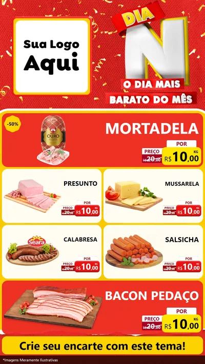 Modelo de TV para TV Vertical com o tema Dia N o Dia Mais Barato do Mês para Frios e Laticínios
