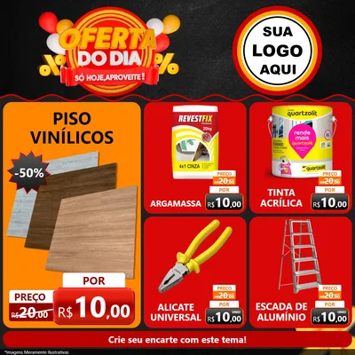 Modelo de Rede Social para Feed Facebook com o tema Oferta do Dia - Só hoje, Aproveite! para Material para Construção