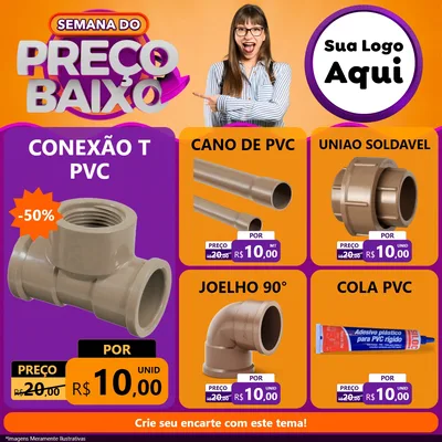 Modelo de Rede Social para Feed Facebook com o tema Semana do Preço Baixo para Tubos e conexões