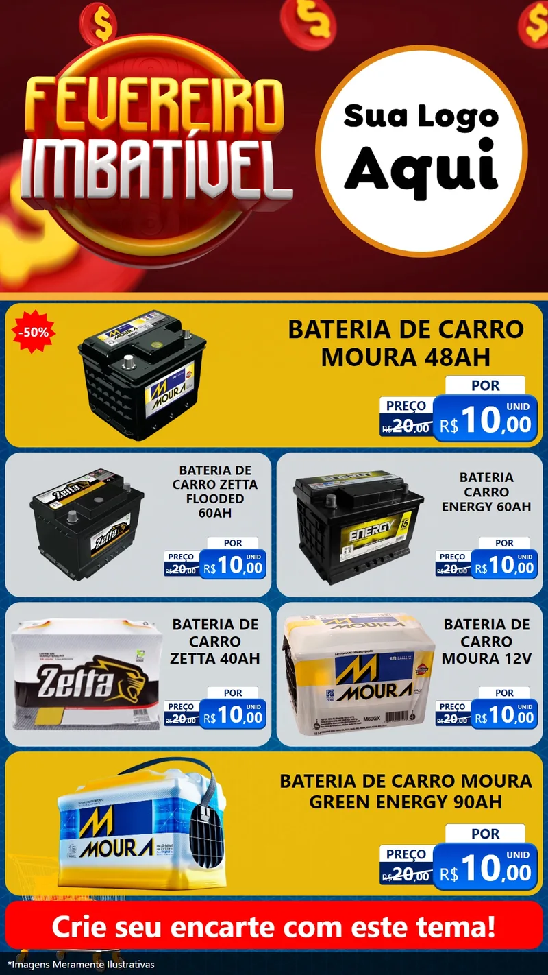 Modelo de TV para TV Vertical com o tema Fevereiro Imbatível para Baterias Elétricas