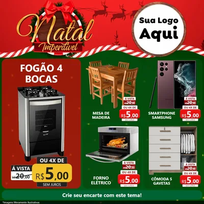 Modelo de Rede Social para Feed Facebook com o tema Natal Imperdível para Móveis e Eletro