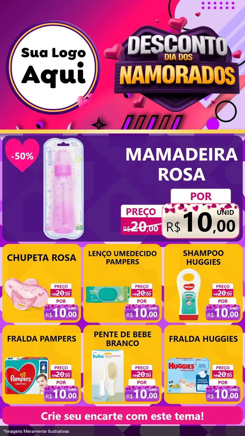 Modelo de Rede Social para Stories com o tema Desconto Dia dos Namorados para Bebês