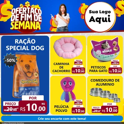 Modelo de Rede Social para Feed Facebook com o tema Ofertaço de Fim de Semana para Pet Shop