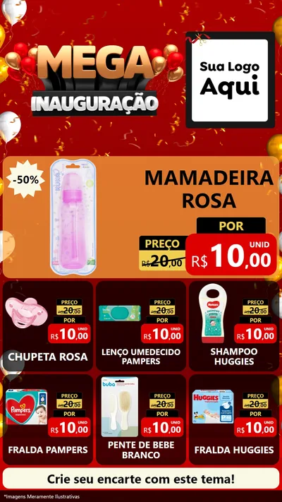 Modelo de Rede Social para Stories com o tema Mega Inauguração para Bebês
