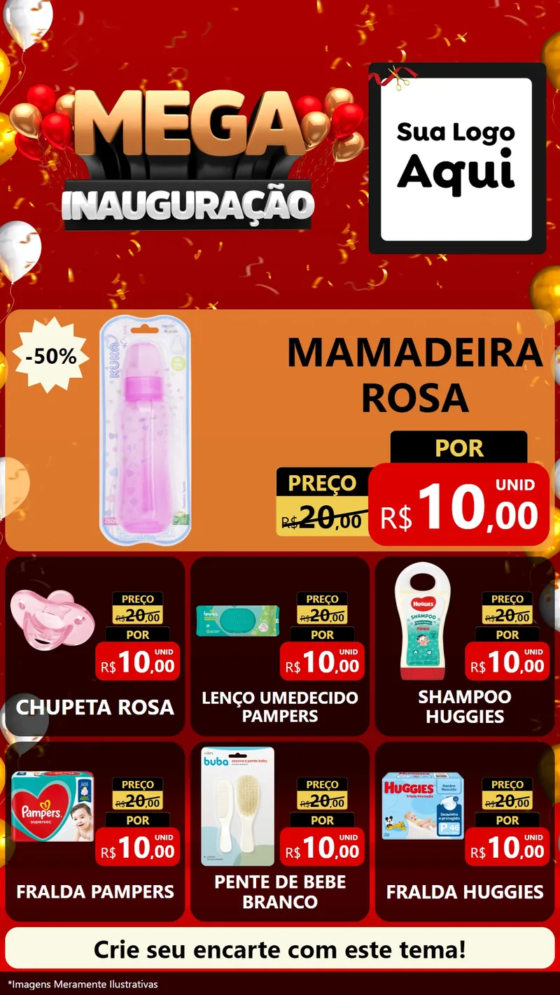 Modelo de Rede Social para Stories com o tema Mega Inauguração para Bebês