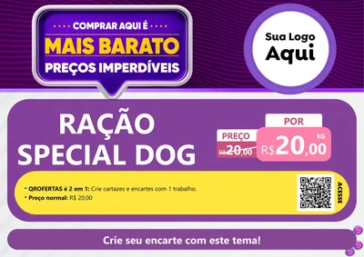Modelo de Cartaz para Cartaz A4 Horizontal com o tema Mais Barato para Pet Shop