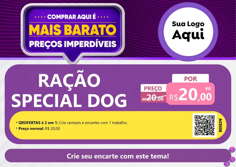 Modelo de Cartaz para Cartaz A4 Horizontal com o tema Mais Barato para Pet Shop