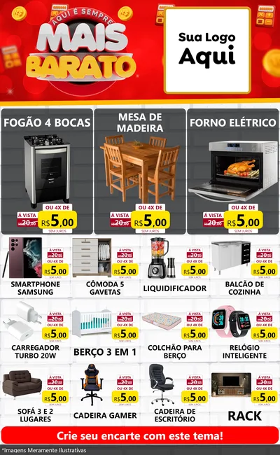 Modelo de Encarte para Encarte Grande com o tema Mais Barato para Móveis e Eletro