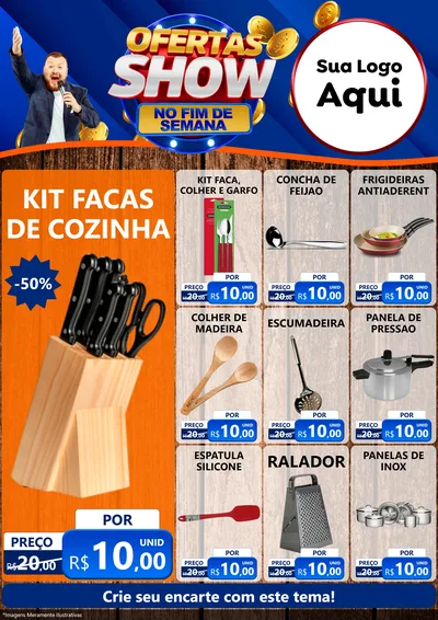 Modelo de Encarte para Encarte A4 Vertical com o tema Ofertas Show No Fim De Semana para Utilidades Domésticas