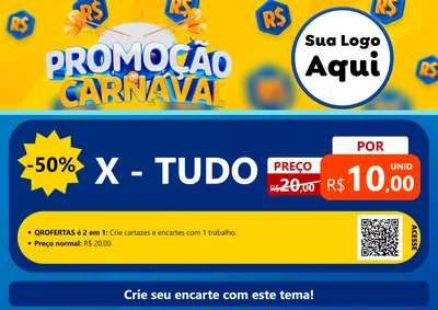 Modelo de Cartaz para Cartaz A4 Horizontal com o tema Promoção de Carnaval para Hamburgueria