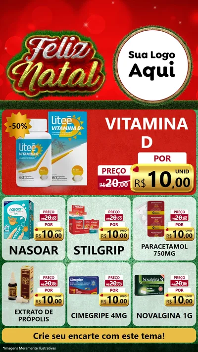 Modelo de Rede Social para Stories com o tema Feliz Natal para Farmácia