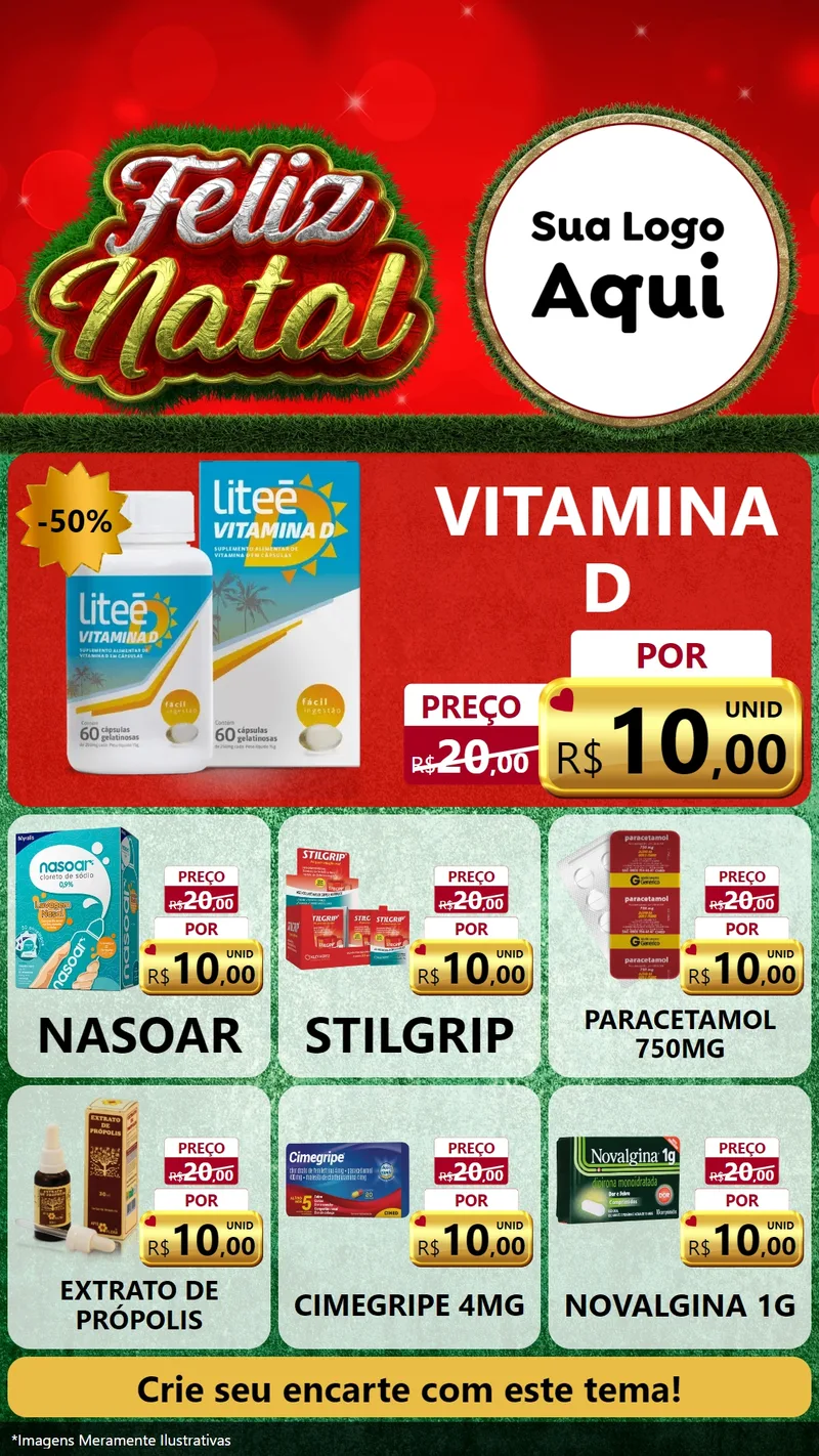 Modelo de Rede Social para Stories com o tema Feliz Natal para Farmácia