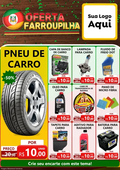 Modelo de Encarte para Encarte A4 Vertical com o tema Oferta Farroupilha para Auto peças