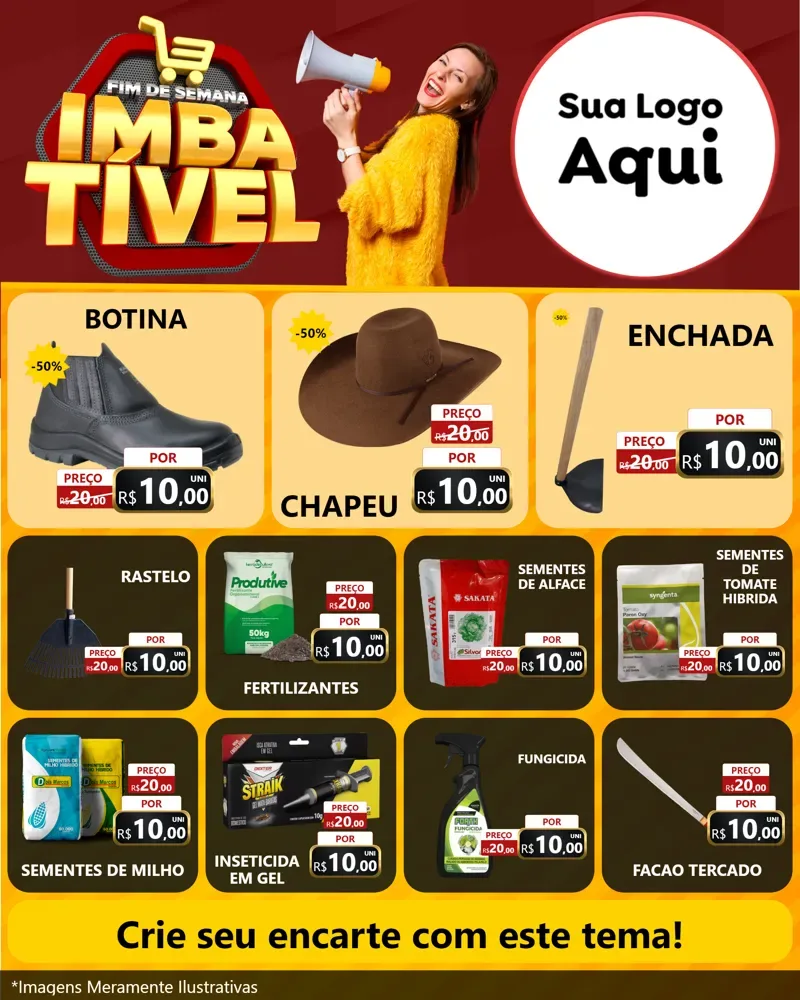 Modelo de Rede Social para Feed Instagram com o tema Fim de Semana Imbatível para Agropecuária