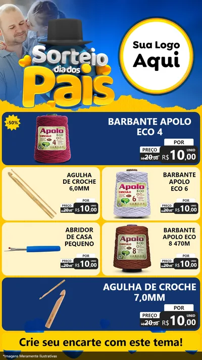Modelo de TV para TV Vertical com o tema Sorteio Dia Dos Pais para Armarinho e Aviamentos
