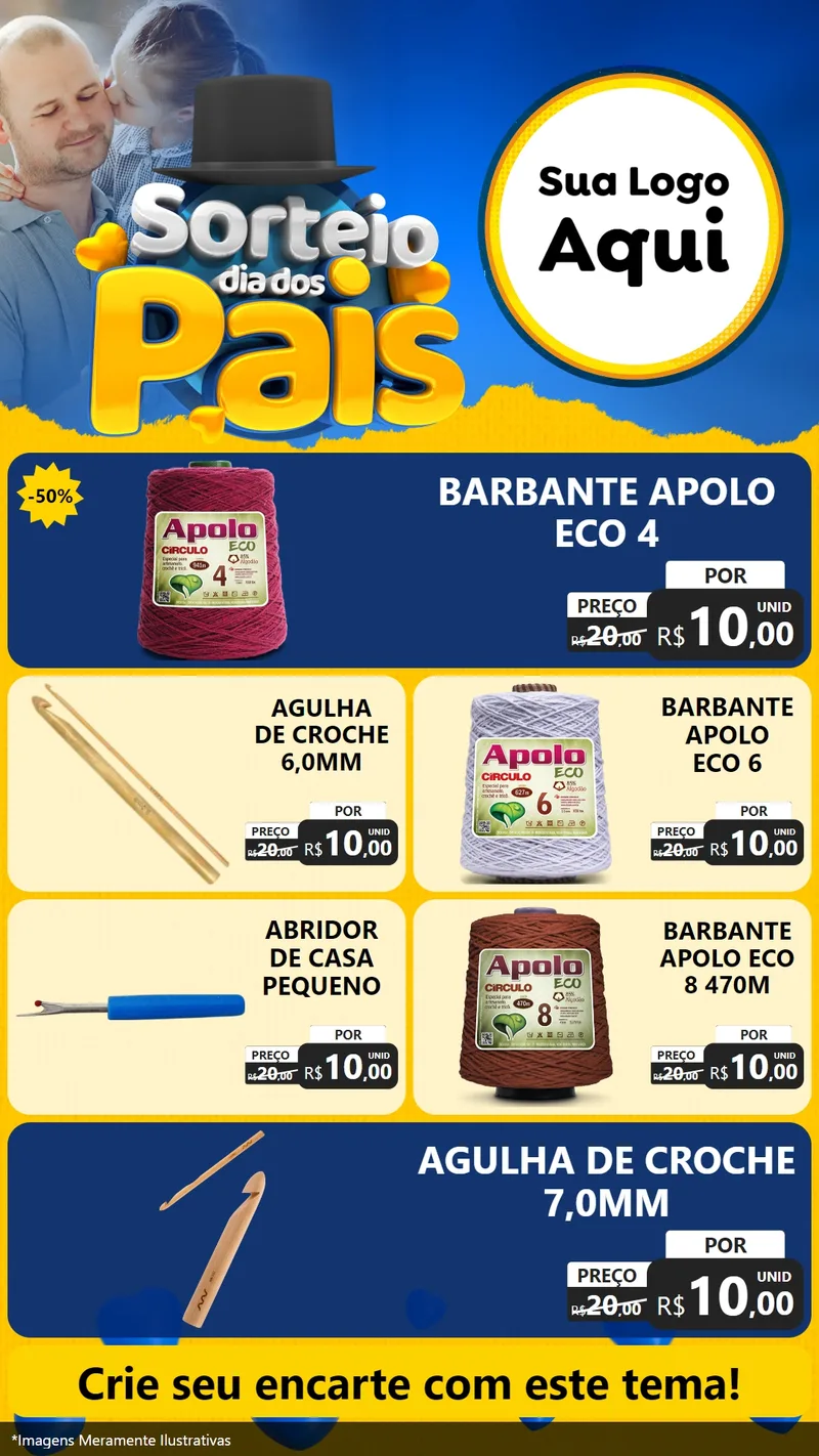 Modelo de TV para TV Vertical com o tema Sorteio Dia Dos Pais para Armarinho e Aviamentos