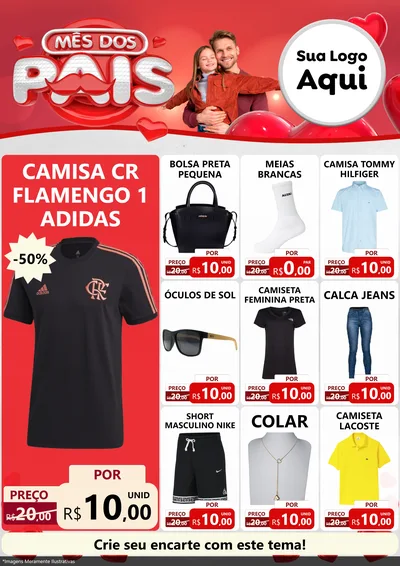 Modelo de Encarte para Encarte A4 Vertical com o tema Mês dos Pais para Roupas e acessórios