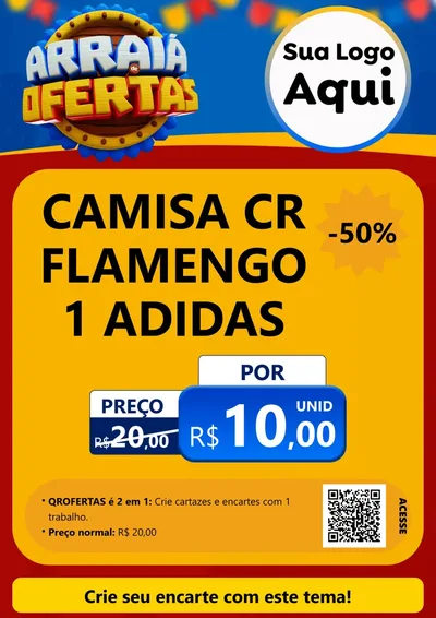 Modelo de Cartaz para Cartaz A4 Vertical com o tema Arraiá de Ofertas - Junina para Roupas e acessórios