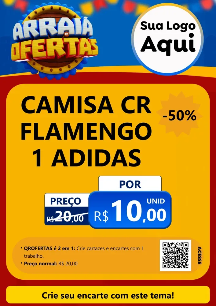Modelo de Cartaz para Cartaz A4 Vertical com o tema Arraiá de Ofertas - Junina para Roupas e acessórios