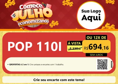 Modelo de Cartaz para Cartaz A4 Horizontal com o tema Comece Julho Economizando para Concessionaria de Motos