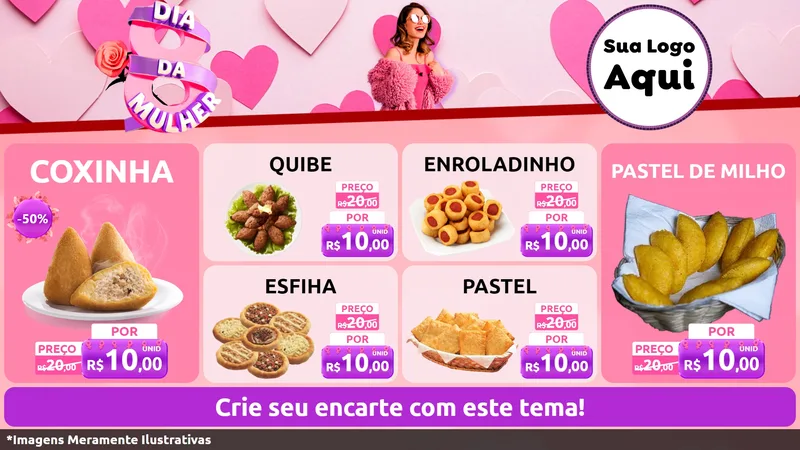 Modelo de TV para TV Horizontal com o tema Dia da Mulher para Salgadaria