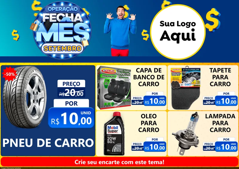 Modelo de Encarte para Encarte A4 Horizontal com o tema Operação Fecha Mês Setembro para Auto peças