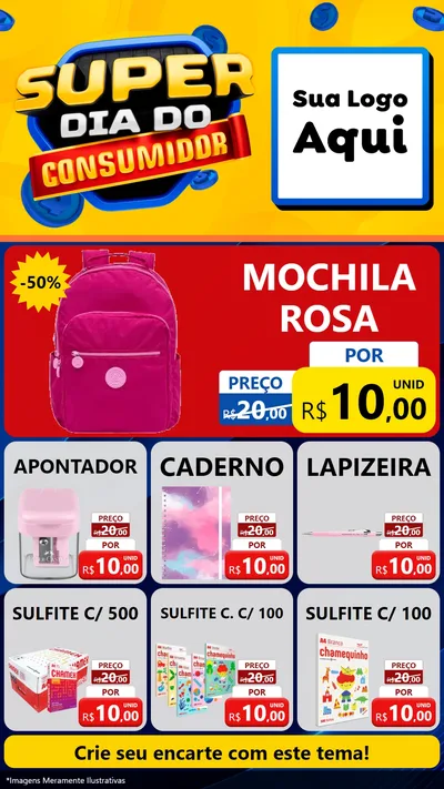 Modelo de Rede Social para Stories com o tema Super Dia do Consumidor para Papelaria