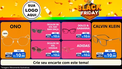 Modelo de TV para TV Horizontal com o tema Black Friday para Óticas