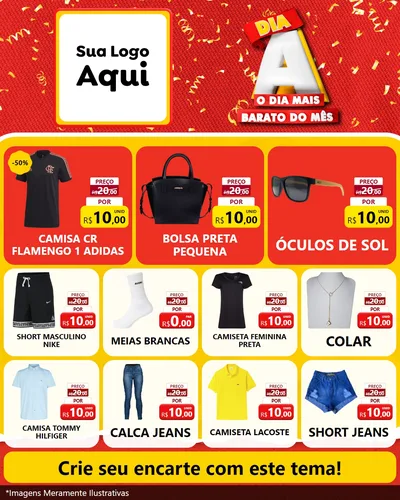 Modelo de Rede Social para Feed Instagram com o tema Dia A o Dia Mais Barato do Mês para Roupas e acessórios