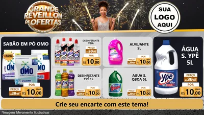 Modelo de TV para TV Horizontal com o tema Grande Réveillon de Ofertas para Produtos de Limpeza