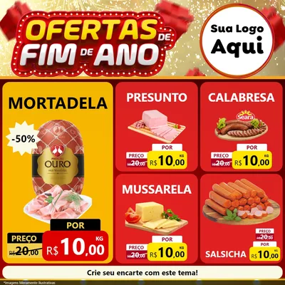 Modelo de Rede Social para Feed Facebook com o tema Ofertas de Fim de Ano para Frios e Laticínios
