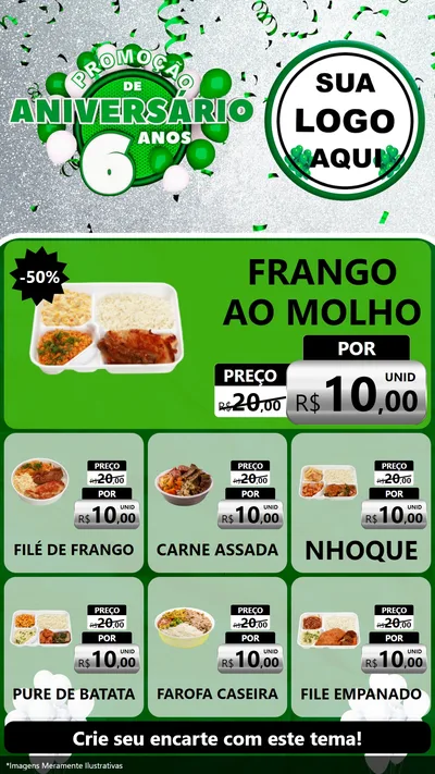 Modelo de Rede Social para Stories com o tema Promoção de Aniversário - 6 Anos para Restaurante