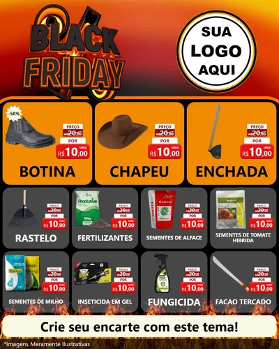Modelo de Rede Social para Feed Instagram com o tema Black Friday para Agropecuária