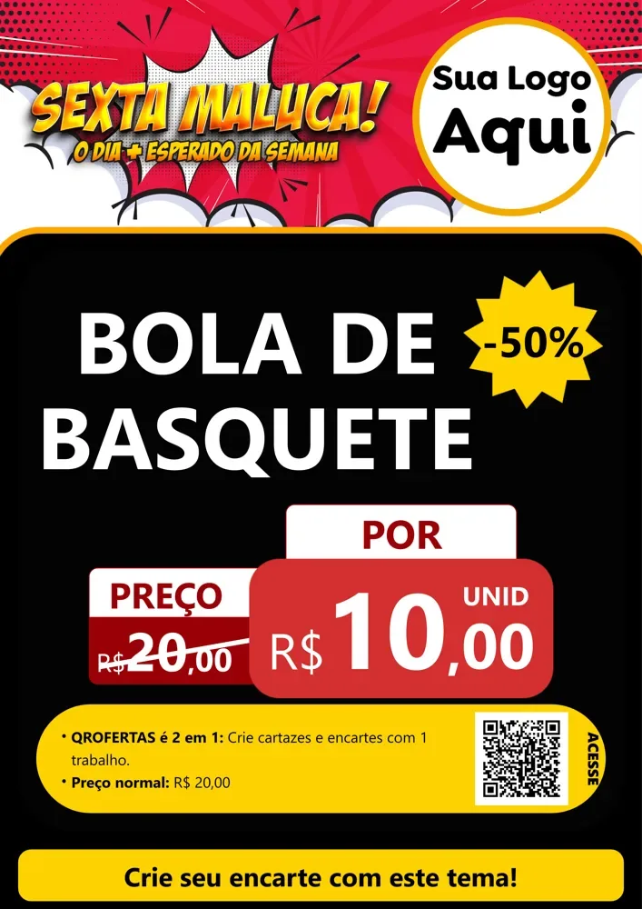 Modelo de Cartaz para Cartaz A4 Vertical com o tema Sexta Maluca! para Artigos Esportivos