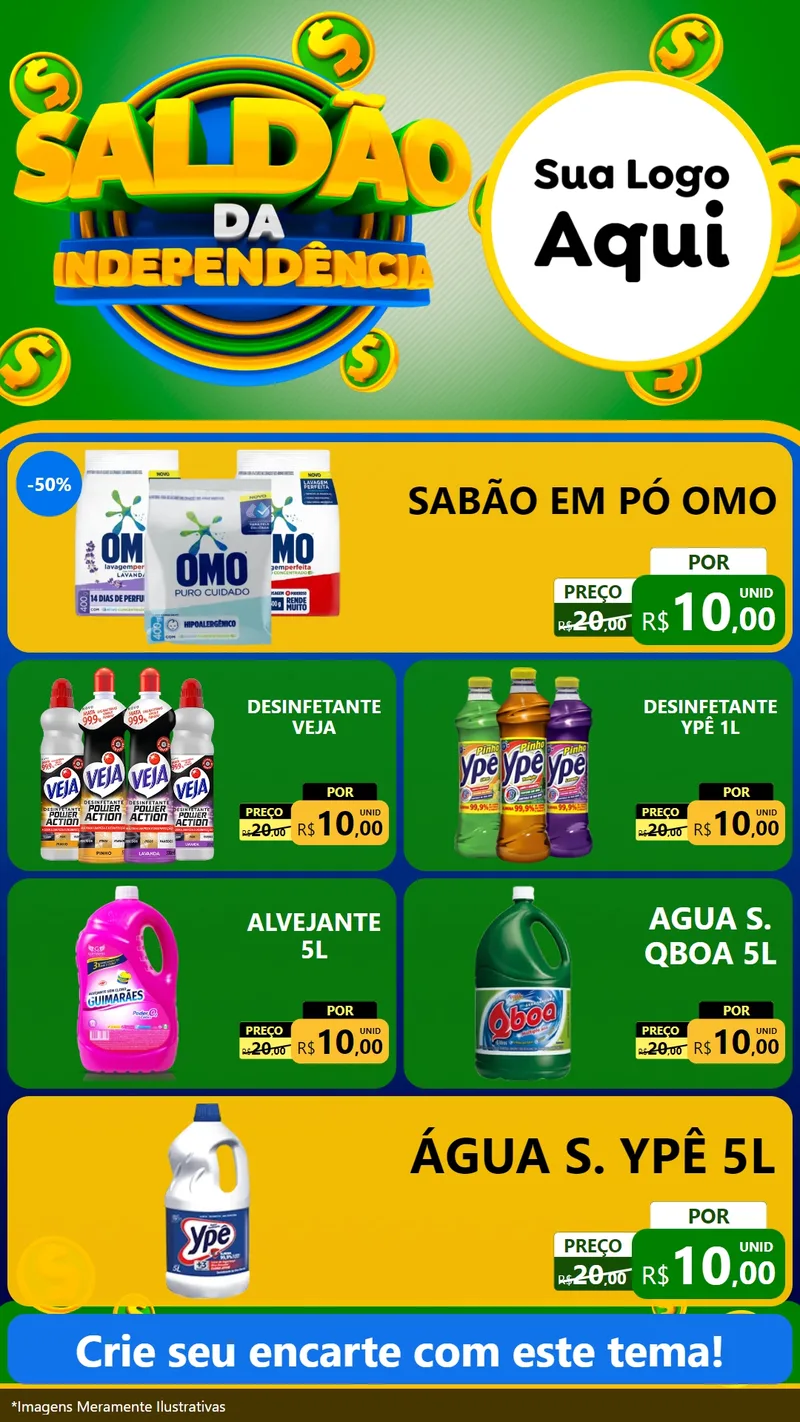 Modelo de TV para TV Vertical com o tema Saldão da Indepêndencia para Produtos de Limpeza