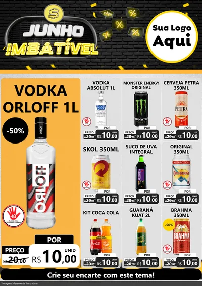 Modelo de Encarte para Encarte A4 Vertical com o tema Junho Imbatível para Distribuidora de bebidas