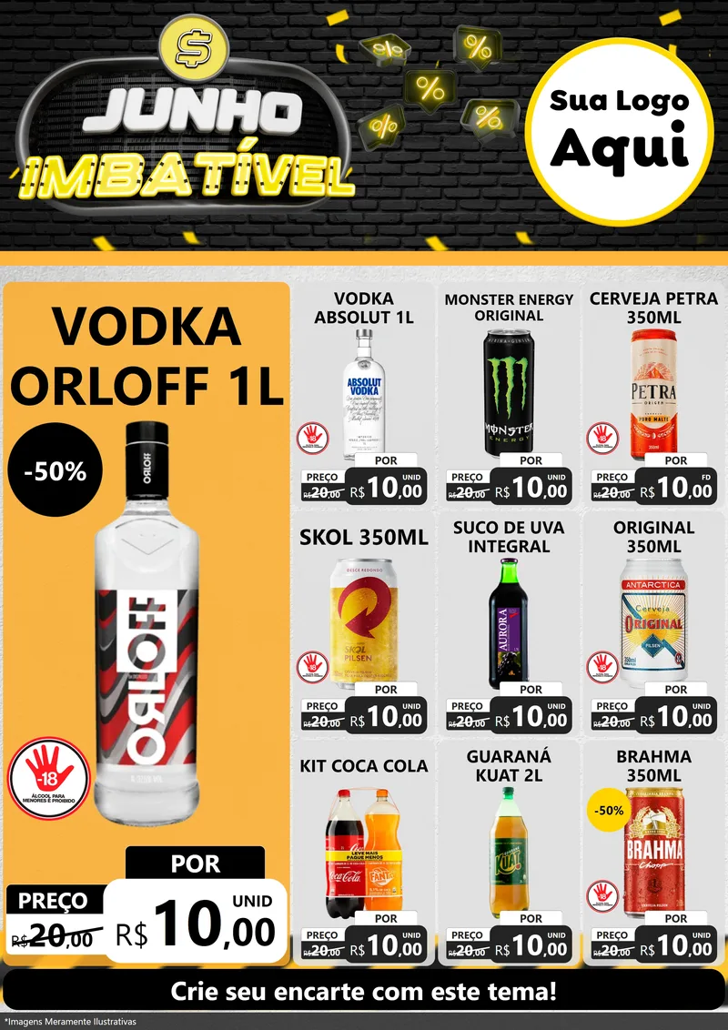 Modelo de Encarte para Encarte A4 Vertical com o tema Junho Imbatível para Distribuidora de bebidas