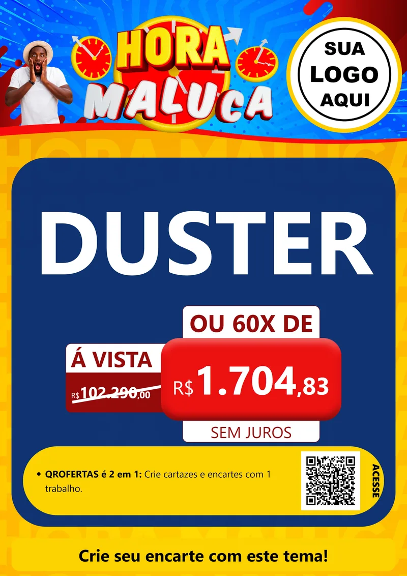 Modelo de Cartaz para Cartaz A4 Vertical com o tema Hora Maluca para Concessionaria de Carros
