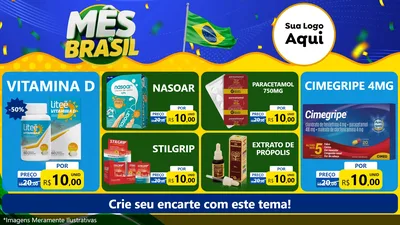 Modelo de TV para TV Horizontal com o tema Mês do Brasil para Farmácia
