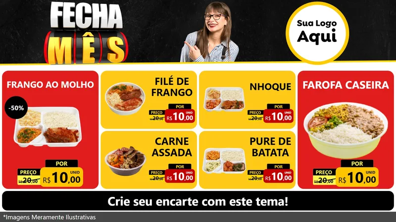 Modelo de TV para TV Horizontal com o tema Fecha Mês para Restaurante