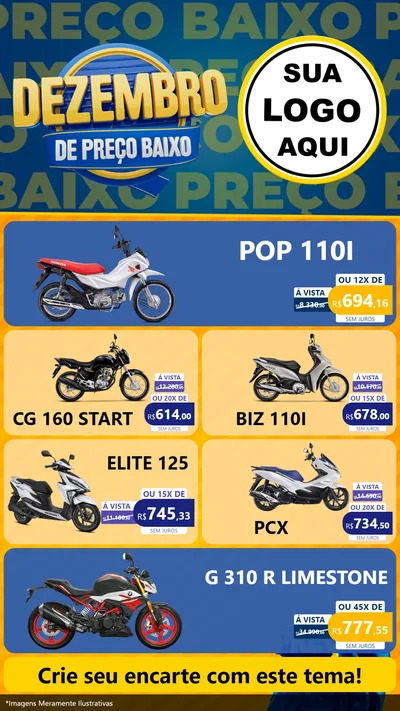 Modelo de TV para TV Vertical com o tema Dezembro de Preço Baixo para Concessionaria de Motos