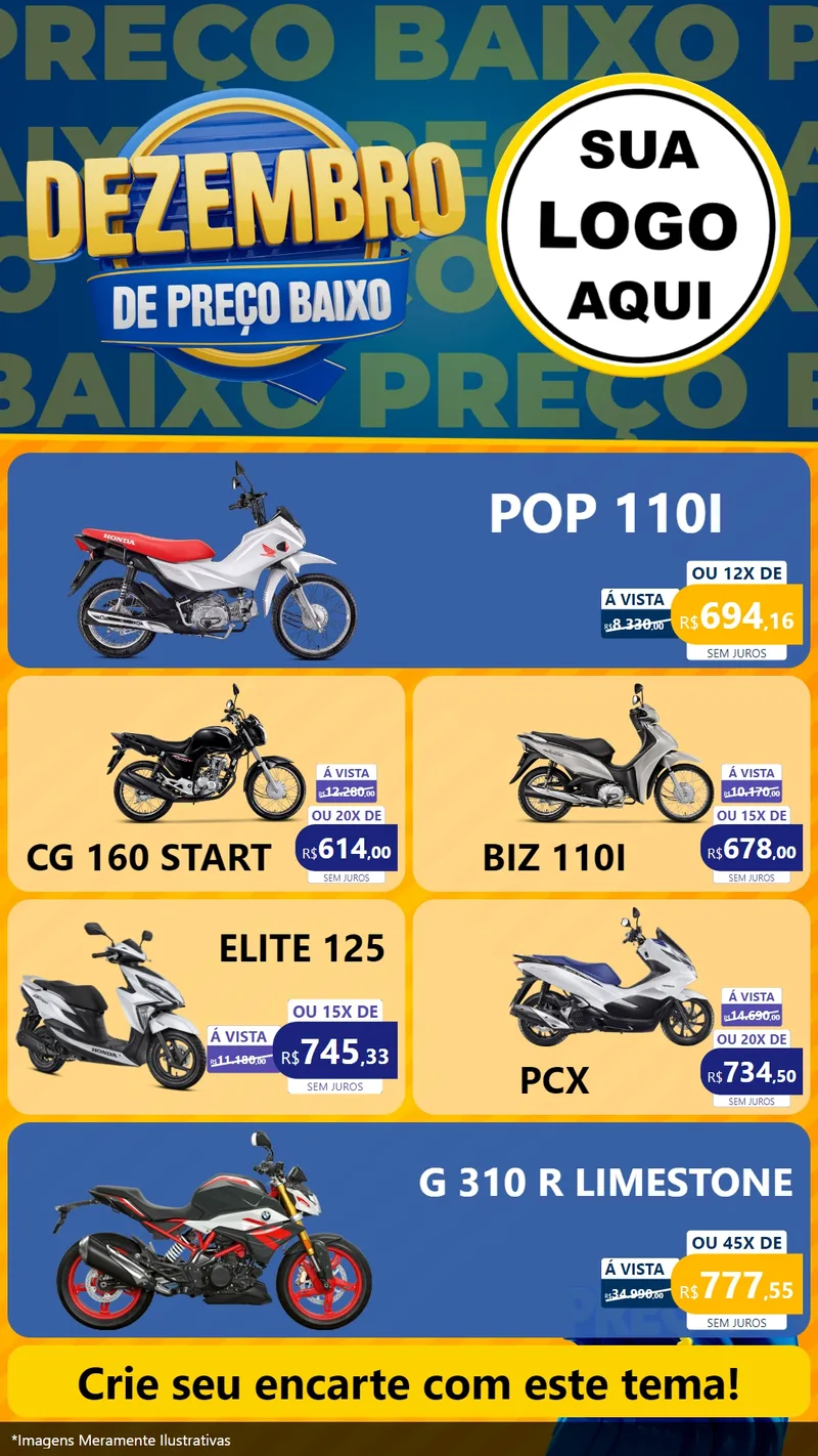 Modelo de TV para TV Vertical com o tema Dezembro de Preço Baixo para Concessionaria de Motos