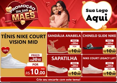 Modelo de Encarte para Encarte A4 Horizontal com o tema Promoção Dia das Mães para Calçados