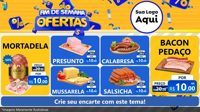 Modelo de TV para TV Horizontal com o tema Fim de Semana de Ofertas para Frios e Laticínios