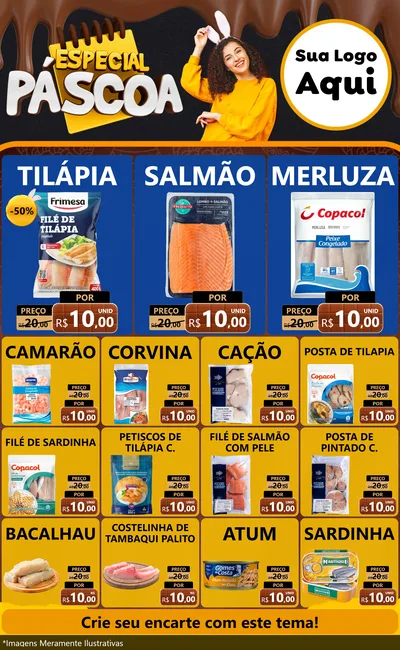 Modelo de Encarte para Encarte Grande com o tema Especial Páscoa para Peixaria